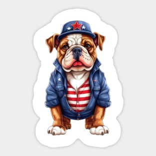 4th of July Bulldog Sticker